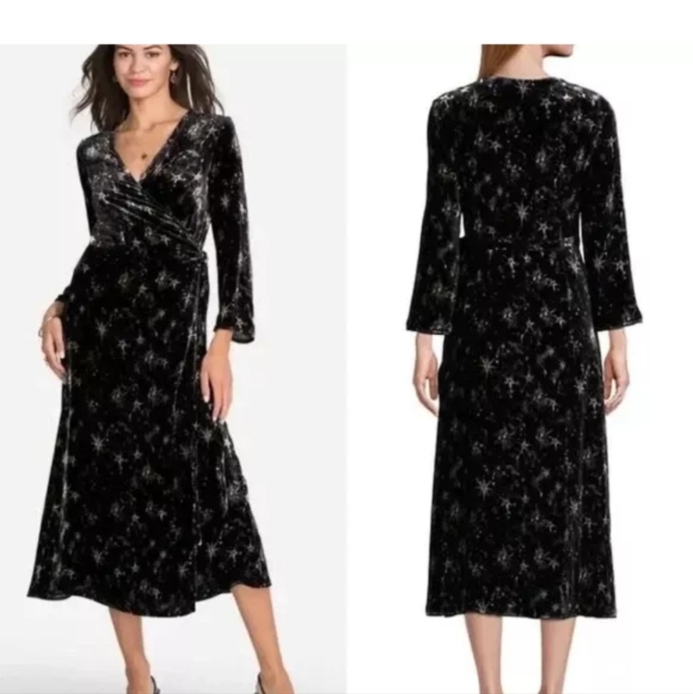 NWT JOHNNY WAS STARDUST VELVET WRAP DRESS MSRP $398